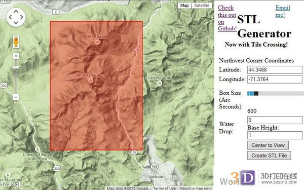 用谷歌地图数据3D打印你的地形图吧