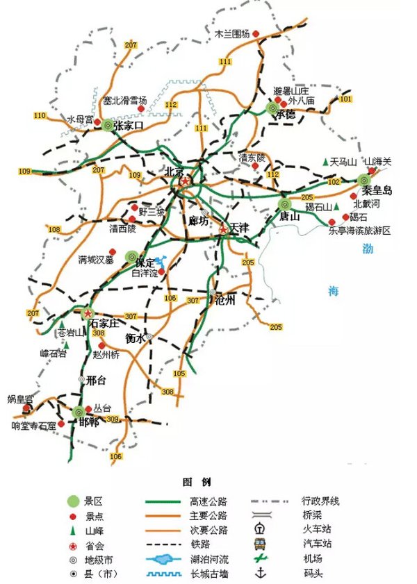 各省市旅游地图简洁版---(中)