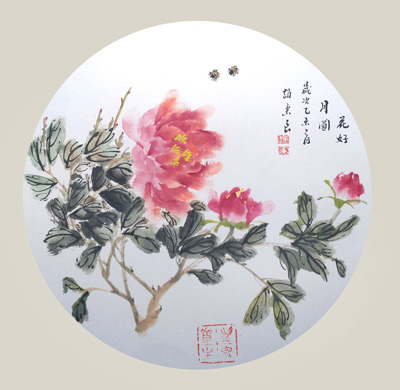 团扇《 牡丹》50x50