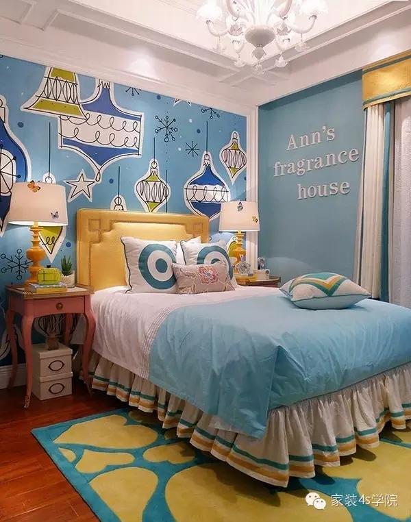 蓝色系海洋风格的美丽儿童房