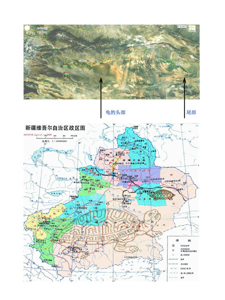 文化 正文  吐鲁番到哈密的地形象只龟,大家可以一看卫星地图.