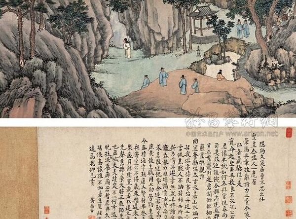 来访的文徵明饮谈中才确定学习李唐画法;唐寅29岁时的1498年春,与沈周