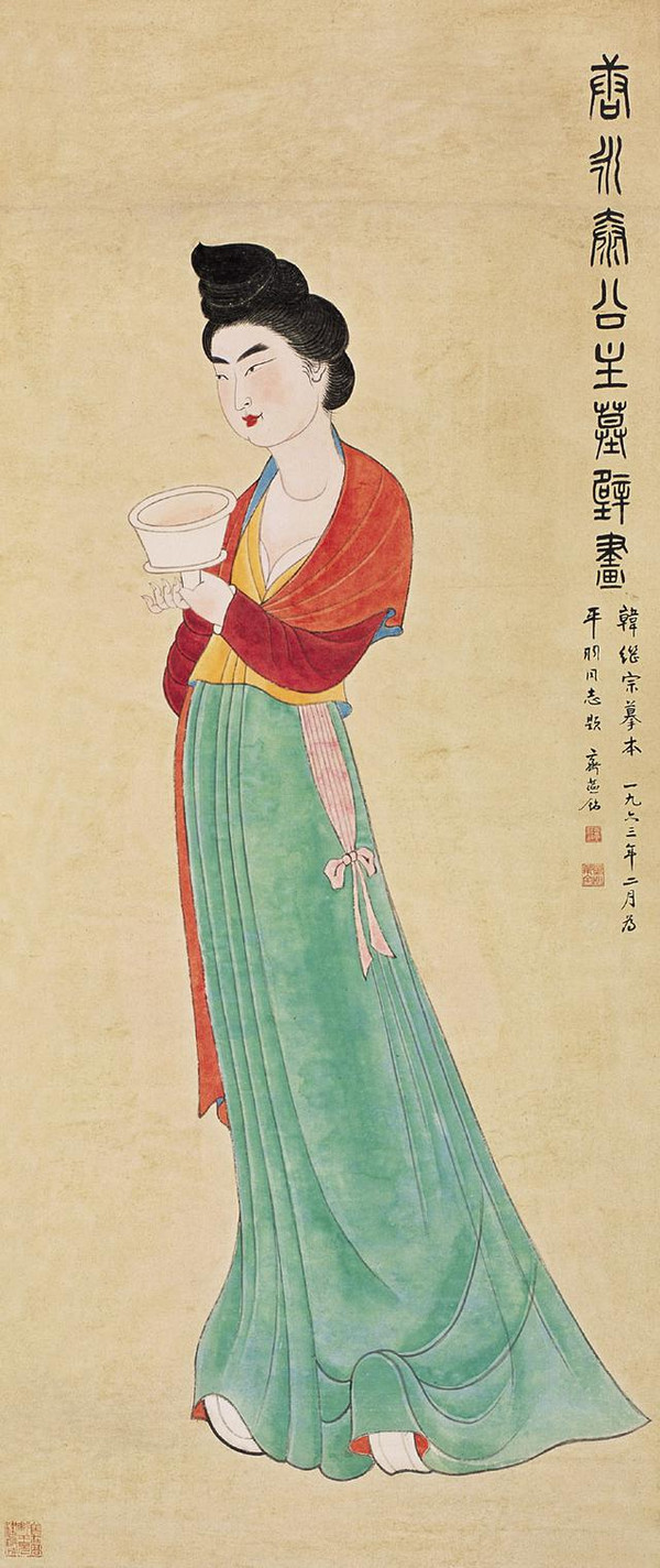 出自唐懿德太子墓,章怀太子墓及永泰公主墓壁画中的仕女形 象都很生动