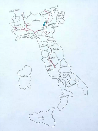 没错!就是我们多才多艺的王博士手绘的意大利地图哦!