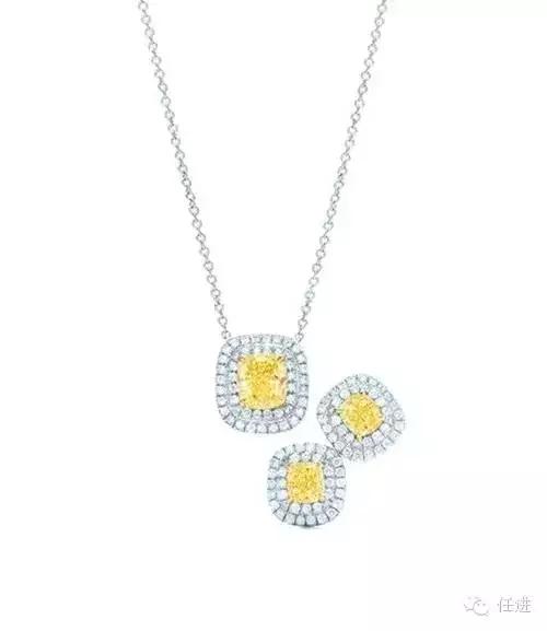 黄钻项链,(美国,tiffany,时间不详),材质:18k金,黄色钻石,无色钻石