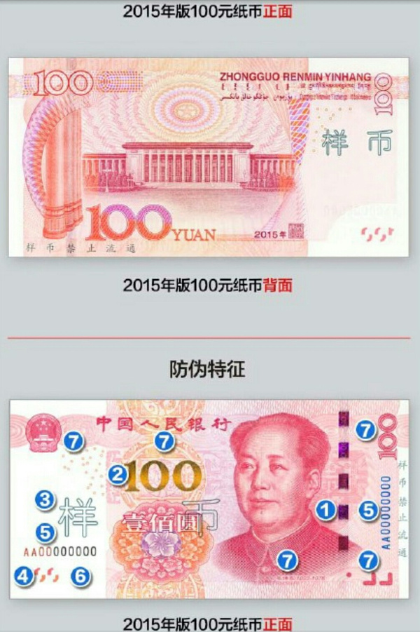 2015年版第五套人民币100元纸币有何不同