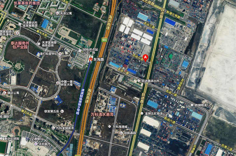 天津塘沽爆炸现场地图显示附近有居民区