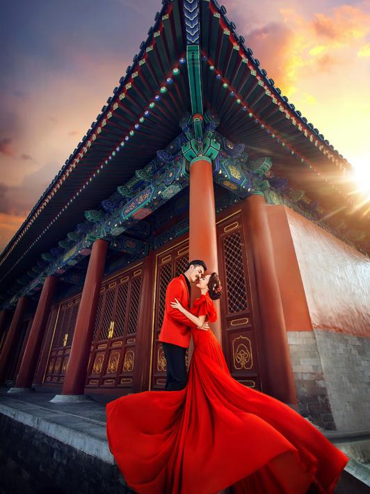 v视觉摄影,天坛婚纱照鉴证北京爱