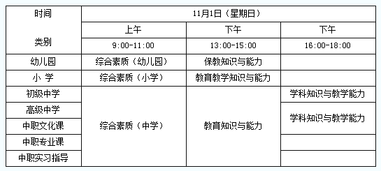 2015下半年广西教师资格考试时间为11月1日-