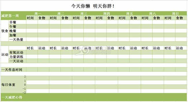 减肥的你需要这样的记录表