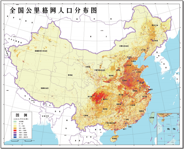 全国公里格网人口分布图