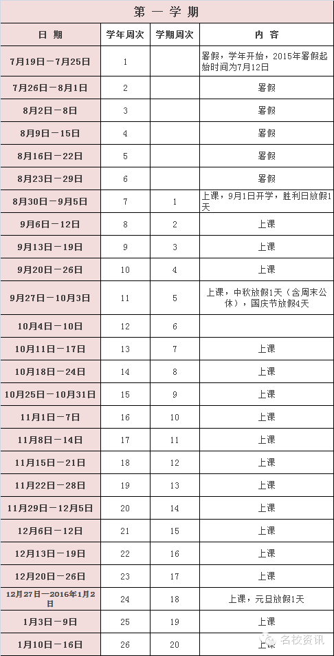 20-2016深圳中小学校历:何时开学,考试,放假