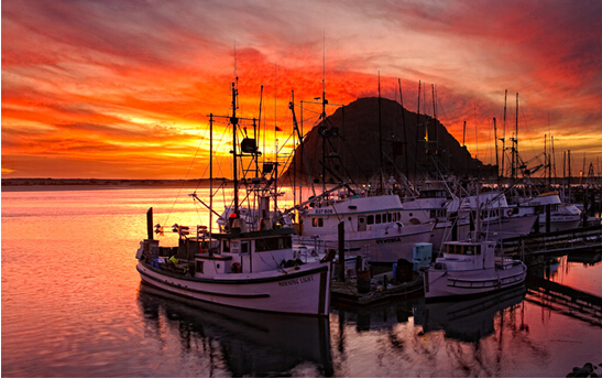 美国加州包车1号海岸线的最美海景日落