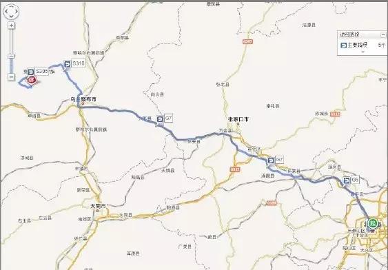北京g6,呼和浩特方向,途径410公里到达卓资山,卓资山出口35公里到达图片
