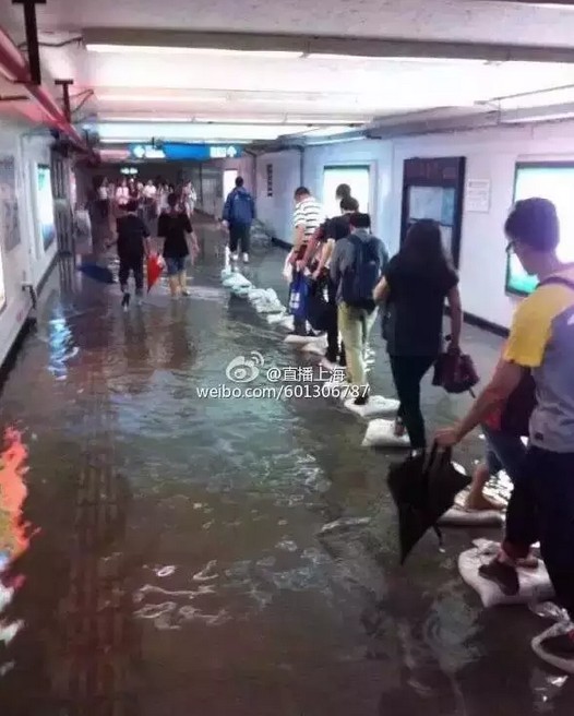 上海暴雨多处又见海 高速和地铁多处受影响