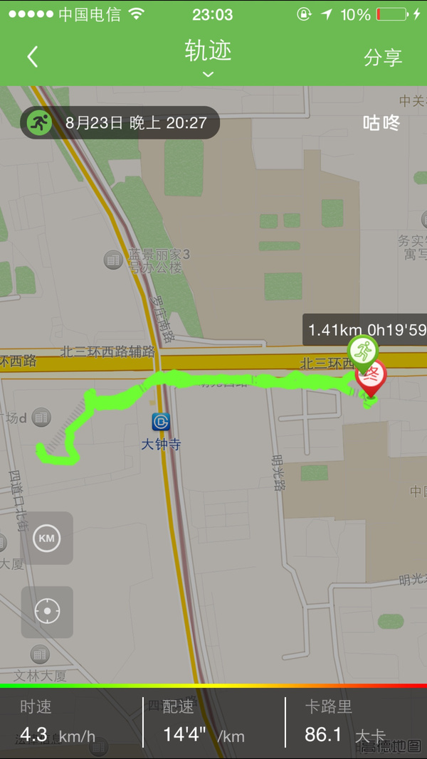酷跑北京刘西明 8月23日打卡1 41km