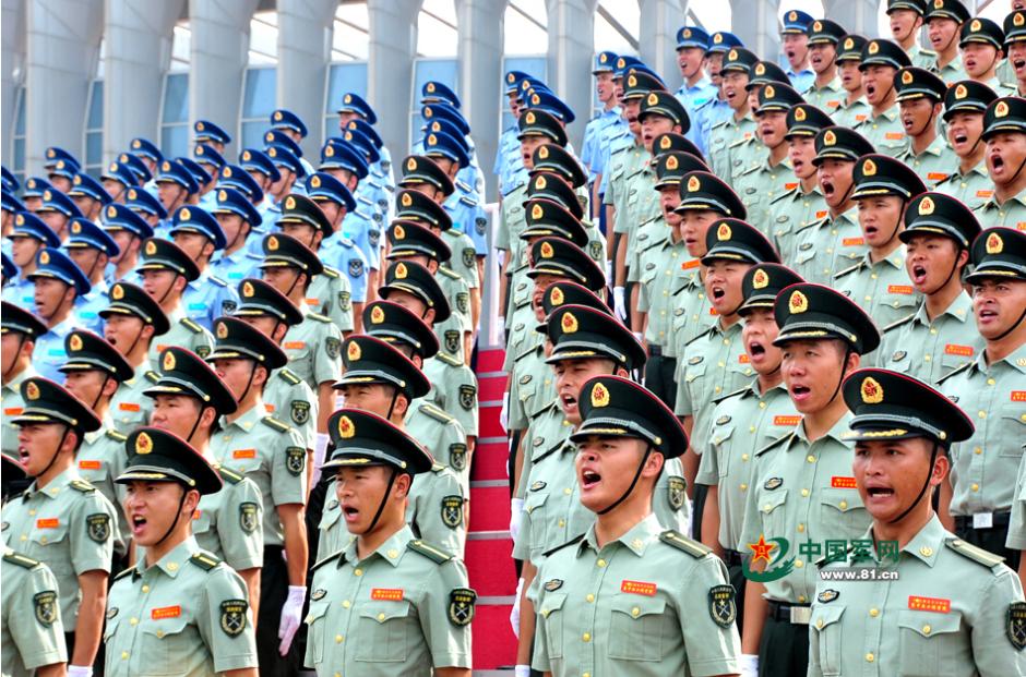 人民抗日战争暨世界反法西斯战争胜利70周年阅兵,届时解放军千人合唱