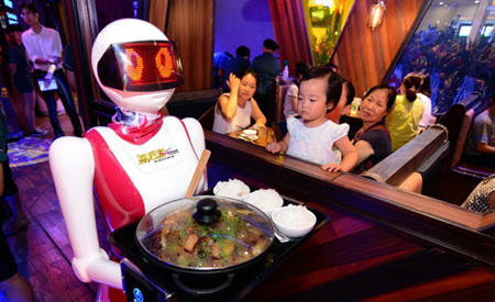 餐厅送餐机器人来了 人力大解放-搜狐