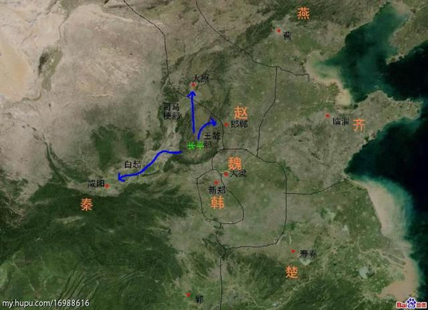 从太空上看秦赵长平之战