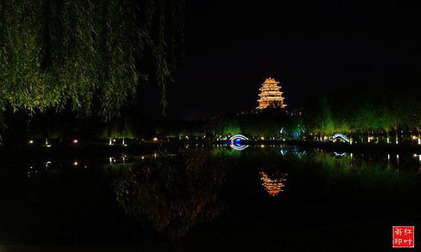 夜色迷人 迁安黄台山公园夜景风光(原创首发)