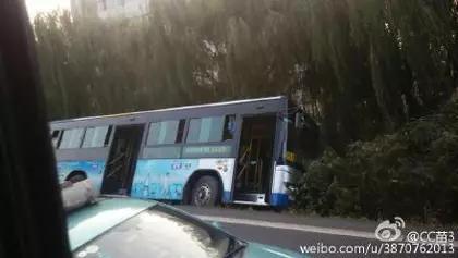 10月7日下午,邯郸51路公交车直接开进绿化沟,当时车上有20人左右.