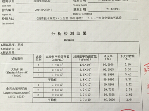 SK-japan家用喷洒消毒机由日本SK株式会社出品,进入中国后由广东省微生物分析检测中心检测合格<b