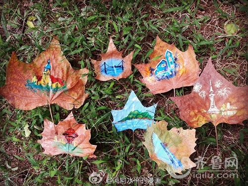 独家:"树叶上的青岛"走红网络 简洁色彩再现经典景点.图片