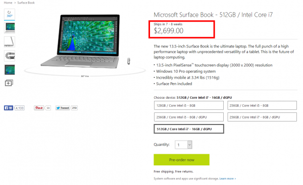 第二批Surface Book接受预订 部分型号仍需等