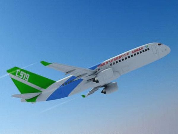 原文配图：C919客机的效果图。