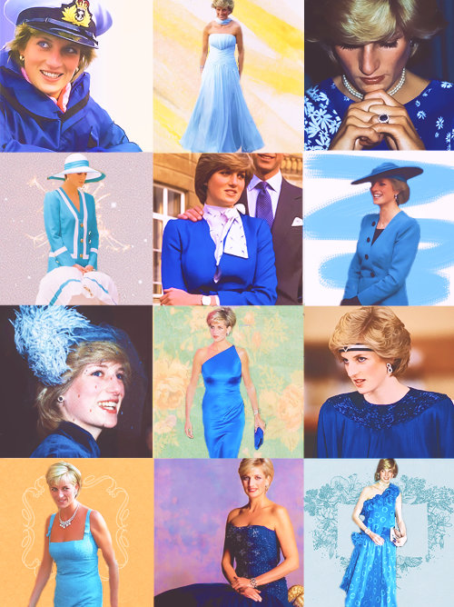 拥有一双蓝色大眼睛的戴安娜王妃，生前最喜欢的也是蓝色。她穿着蓝色的时候，呈现出一种天真和忧郁并存的魅惑。