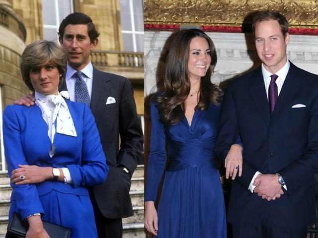 当年戴安娜从皇室提供的众多珠宝设计中，独独挑中这枚18克拉的椭圆形蓝宝石当做订婚戒指。后来威廉王子与凯特订婚时，凯特佩戴的就是这一只。