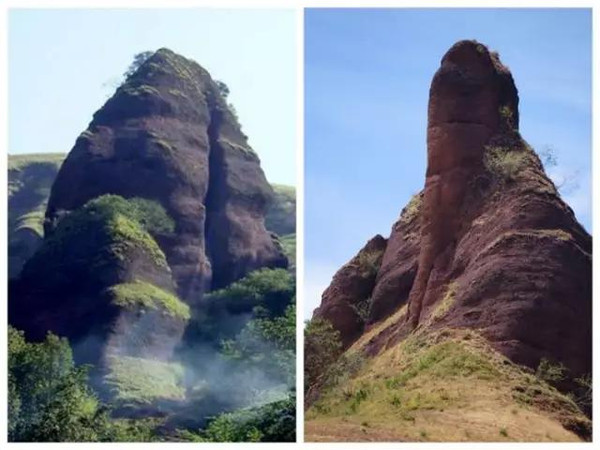 公母山,位于四川省凉山彝族自治州盐源县城西南5公里处,因它独具一格