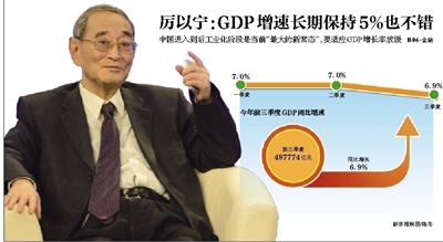 厉以宁：GDP增速长期保持5%也不错(图)