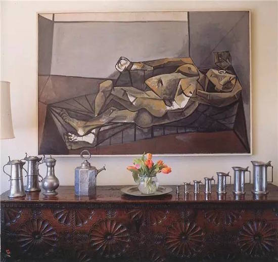 甘兹夫妇收藏的毕加索作品之一《斜靠的裸女》（Reclining  Nude）