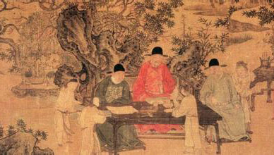 传谢环《杏园雅集图》明 37.1×243.2 cm