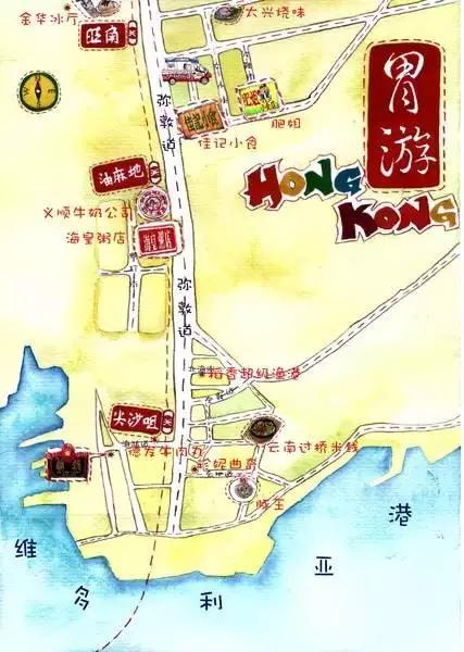 香港手绘街头美食地图,吃货必备!图片