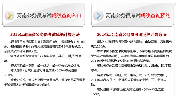 河南人事考试网:2015年河南省公务员考试成绩查询