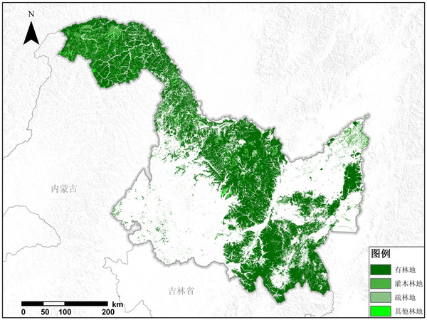 黑龙江省林地资源空间分布产品