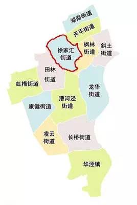 图为徐家汇街道在徐汇区教育地图中的位置