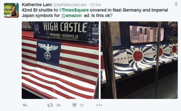 美国纽约地铁铺满纳粹和日本帝国标志(图)