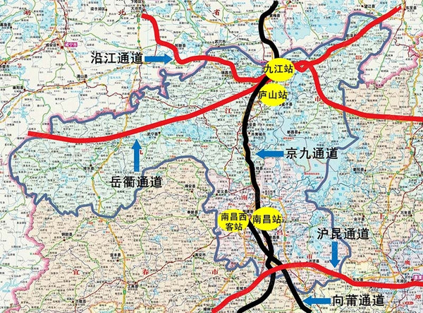 根据该规划,武九客运专线,九景衢铁路,昌吉赣客运专线,合安九客运专线