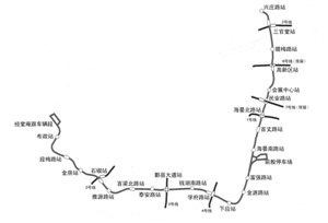 宁波市轨道交通5号线一期工程线路示意图 以下站点均为暂定