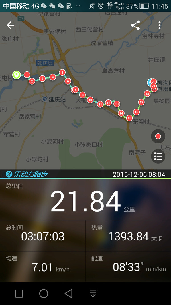 酷跑北京 糖糖-12月6日跑步21.84公里