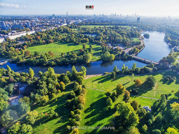 英国伦敦:无人机航拍海德公园