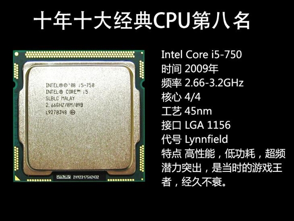 第八名 2009年 intel core i5-750