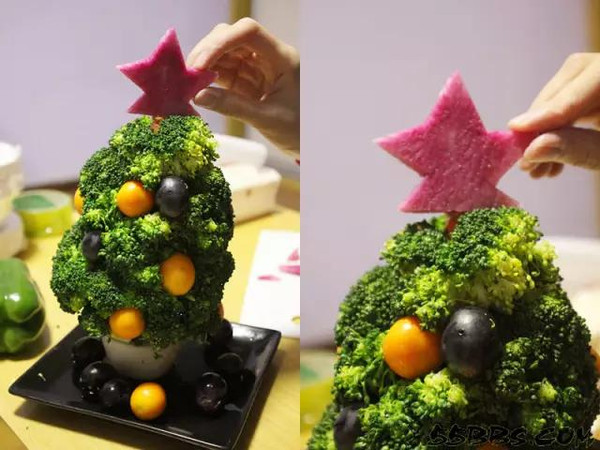 圣诞节不远啦,快来学做diy蔬菜 水果圣诞树