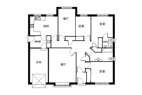 新农村自建房平房138x10米3大间含平面图