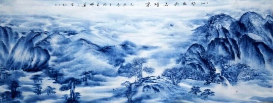 孙才祥老师青花山水画赏析