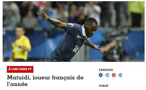 马图伊迪当选法国足球先生 压波巴生涯首获殊荣