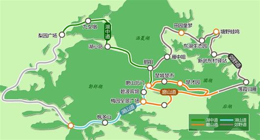 此次开工的是与东湖隧道平行的湖中段,从梨园广场至磨山景区北门